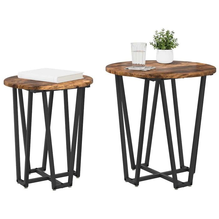 Set măsuțe laterale 2 pcs Stejar afumat și Negru - WALTI WALTI