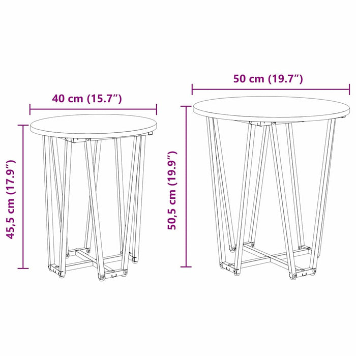 Set măsuțe laterale 2 pcs Stejar afumat și Negru - WALTI WALTI