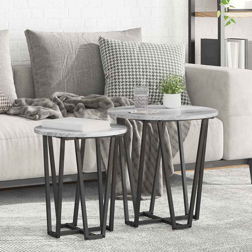 Set măsuțe laterale 2 pcs Gri sonoma și Negru 50 x 50 x 50.5 cm - WALTI WALTI