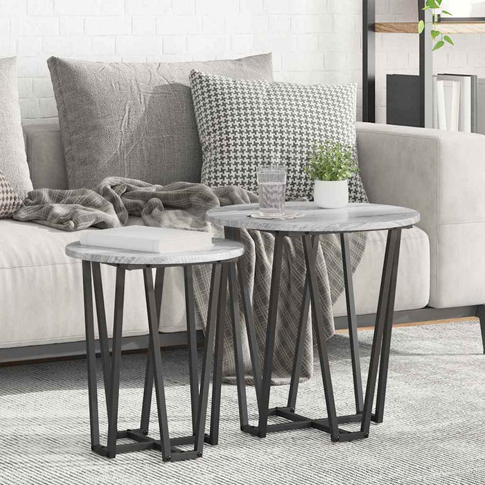Set măsuțe laterale 2 pcs Gri sonoma și Negru 50 x 50 x 50.5 cm - WALTI WALTI