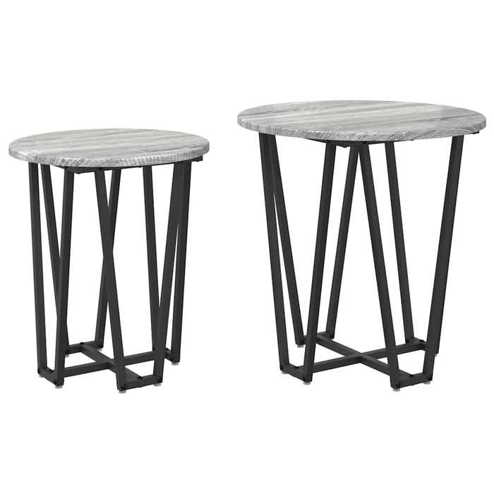 Set măsuțe laterale 2 pcs Gri sonoma și Negru 50 x 50 x 50.5 cm - WALTI WALTI