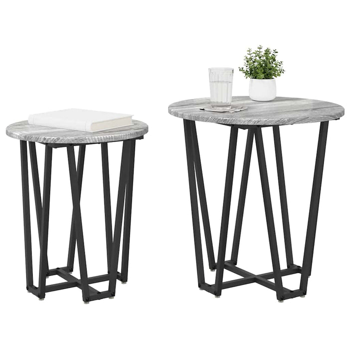 Set măsuțe laterale 2 pcs Gri sonoma și Negru 50 x 50 x 50.5 cm - WALTI WALTI