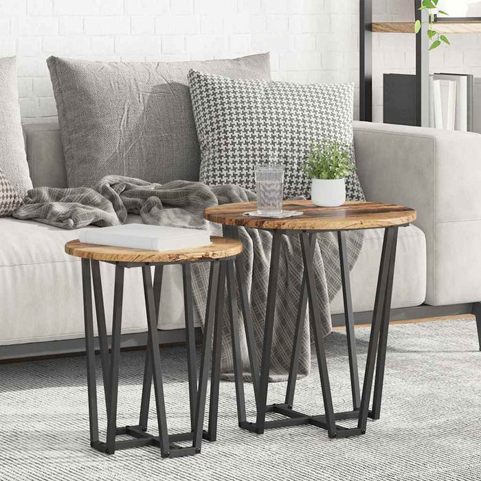 Set măsuțe laterale 2 pcs Lemn vechi și Negru 50 x 50 x 50.5 cm - WALTI WALTI