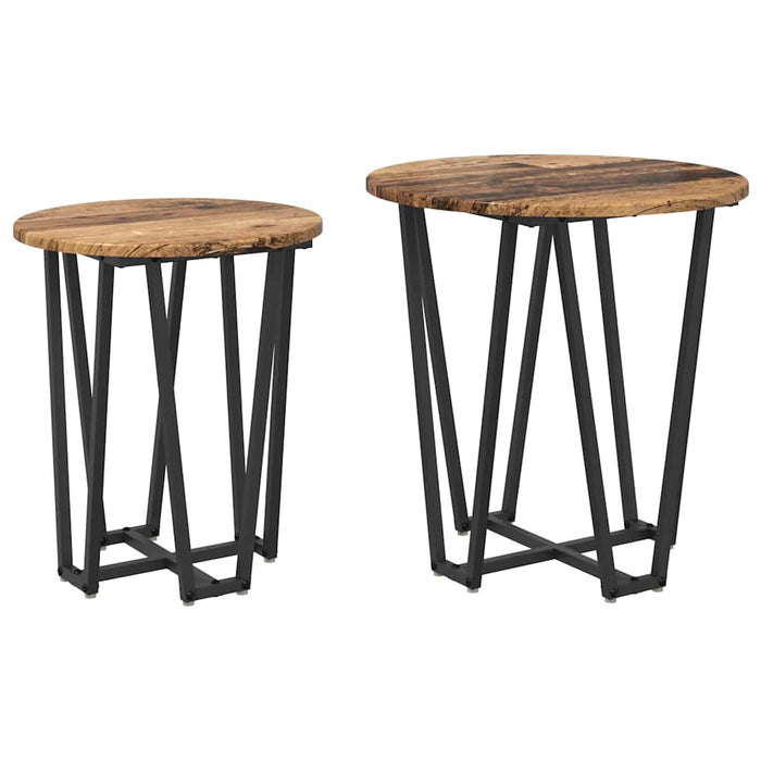 Set măsuțe laterale 2 pcs Lemn vechi și Negru 50 x 50 x 50.5 cm - WALTI WALTI