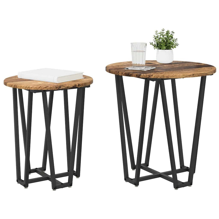 Set măsuțe laterale 2 pcs Lemn vechi și Negru 50 x 50 x 50.5 cm - WALTI WALTI