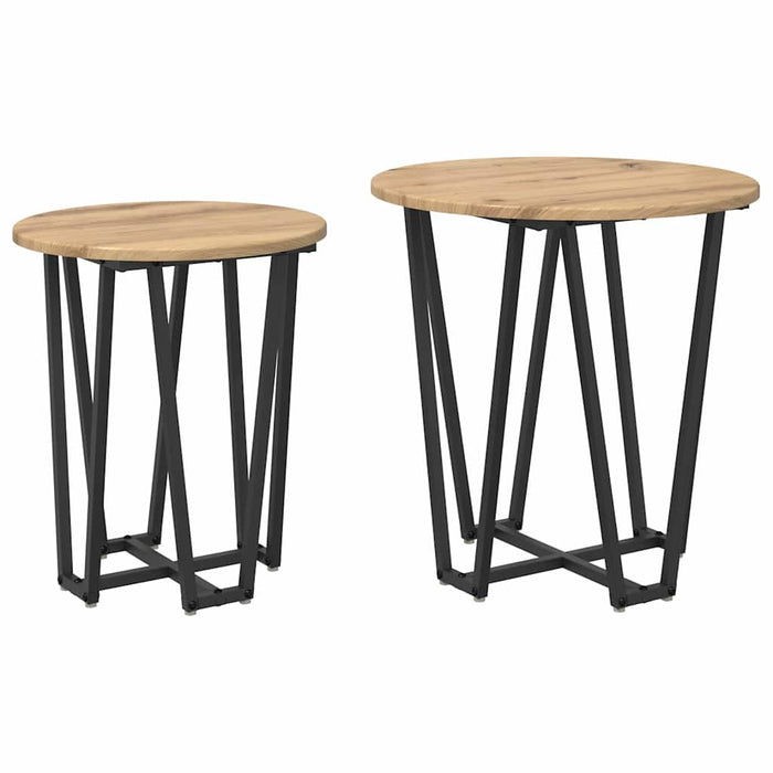Set măsuțe laterale 2 pcs Stejar Artisan și Negru - WALTI WALTI