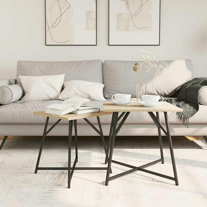 Set măsuțe laterale 2 pcs Stejar Sonoma și Negru - WALTI WALTI
