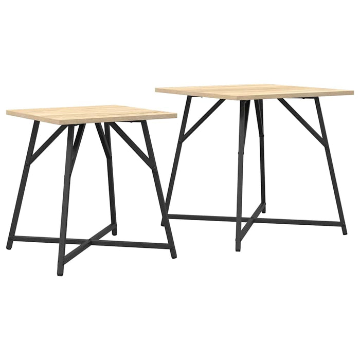 Set măsuțe laterale 2 pcs Stejar Sonoma și Negru - WALTI WALTI