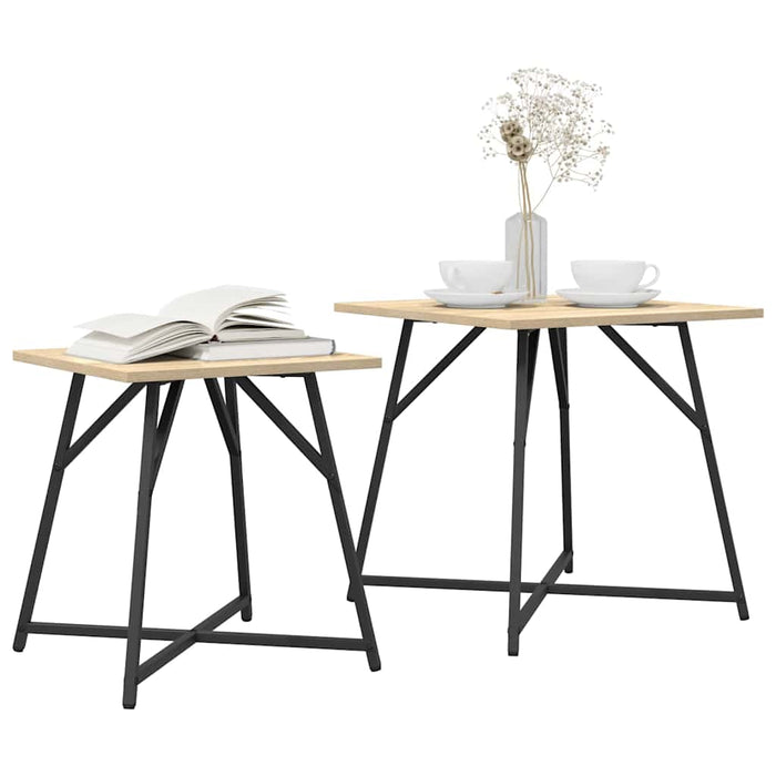Set măsuțe laterale 2 pcs Stejar Sonoma și Negru - WALTI WALTI