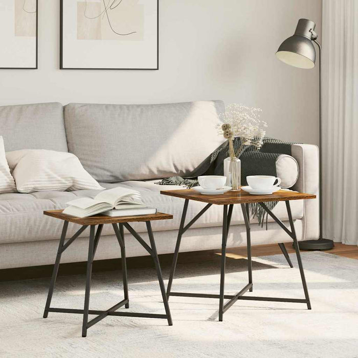 Set măsuțe laterale 2 pcs Stejar afumat și Negru - WALTI WALTI