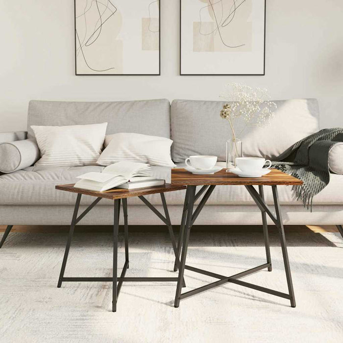Set măsuțe laterale 2 pcs Stejar afumat și Negru - WALTI WALTI