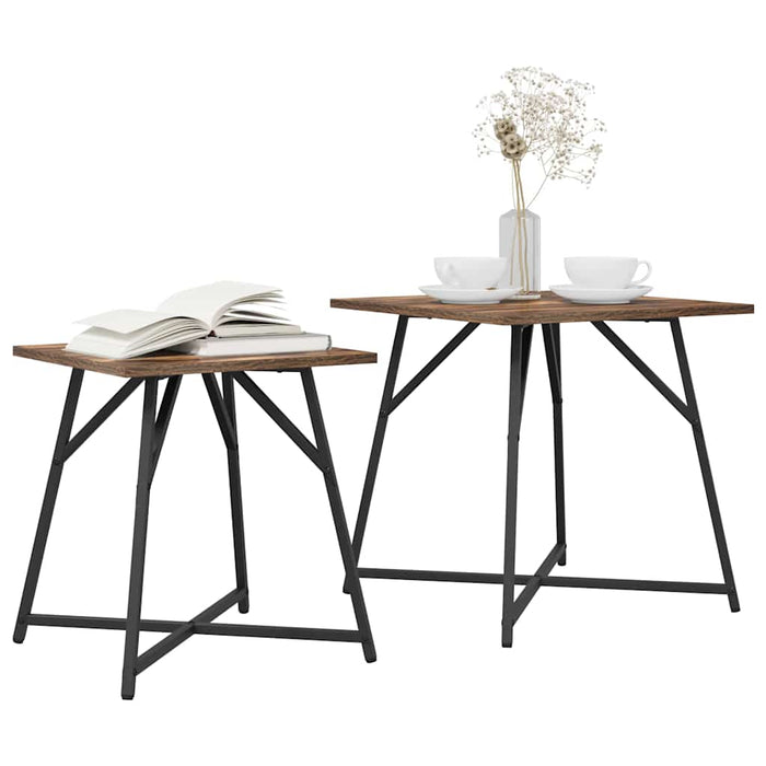 Set măsuțe laterale 2 pcs Stejar afumat și Negru - WALTI WALTI