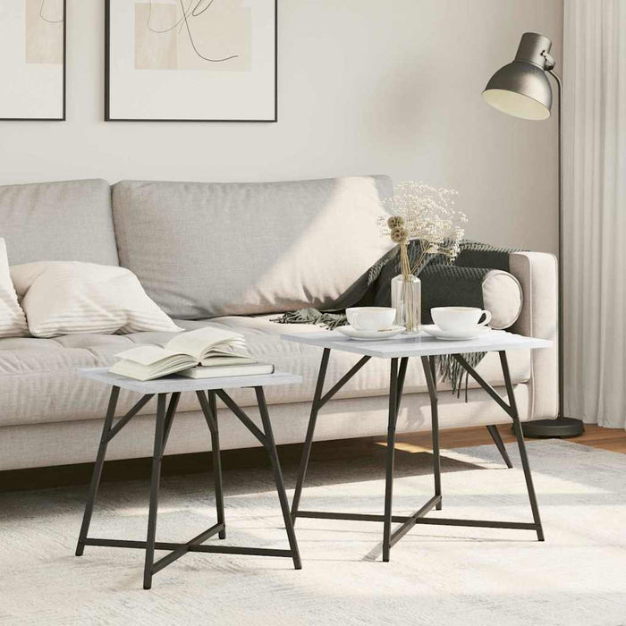 Set măsuțe laterale 2 pcs Gri sonoma și Negru 50 x 50 x 50 cm - WALTI WALTI