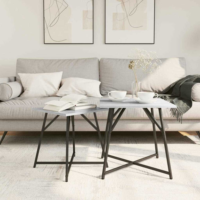 Set măsuțe laterale 2 pcs Gri sonoma și Negru 50 x 50 x 50 cm - WALTI WALTI