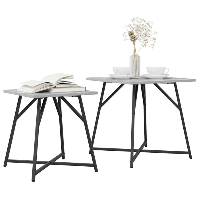 Set măsuțe laterale 2 pcs Gri sonoma și Negru 50 x 50 x 50 cm - WALTI WALTI