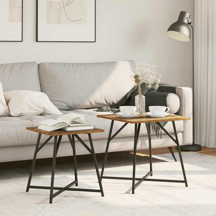 Set măsuțe laterale 2 pcs Lemn vechi și Negru 50 x 50 x 50 cm - WALTI WALTI