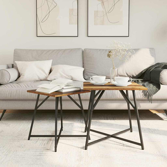 Set măsuțe laterale 2 pcs Lemn vechi și Negru 50 x 50 x 50 cm - WALTI WALTI
