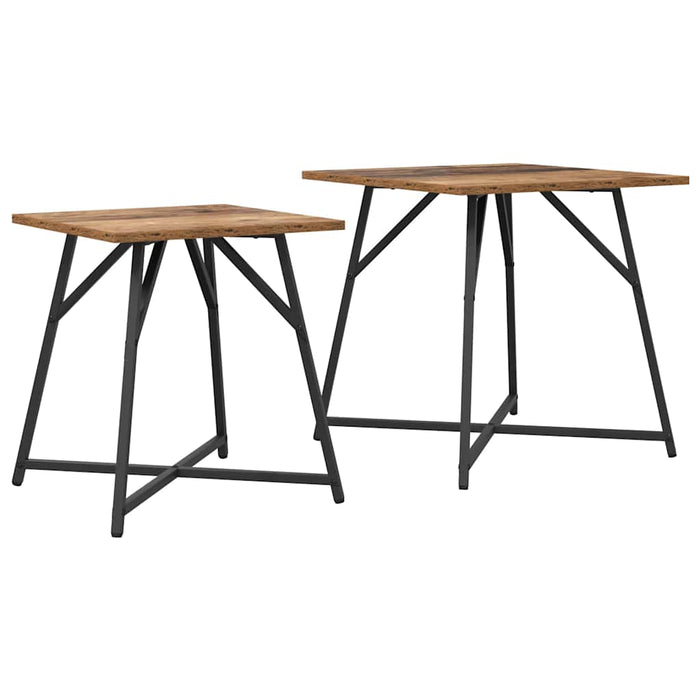 Set măsuțe laterale 2 pcs Lemn vechi și Negru 50 x 50 x 50 cm - WALTI WALTI