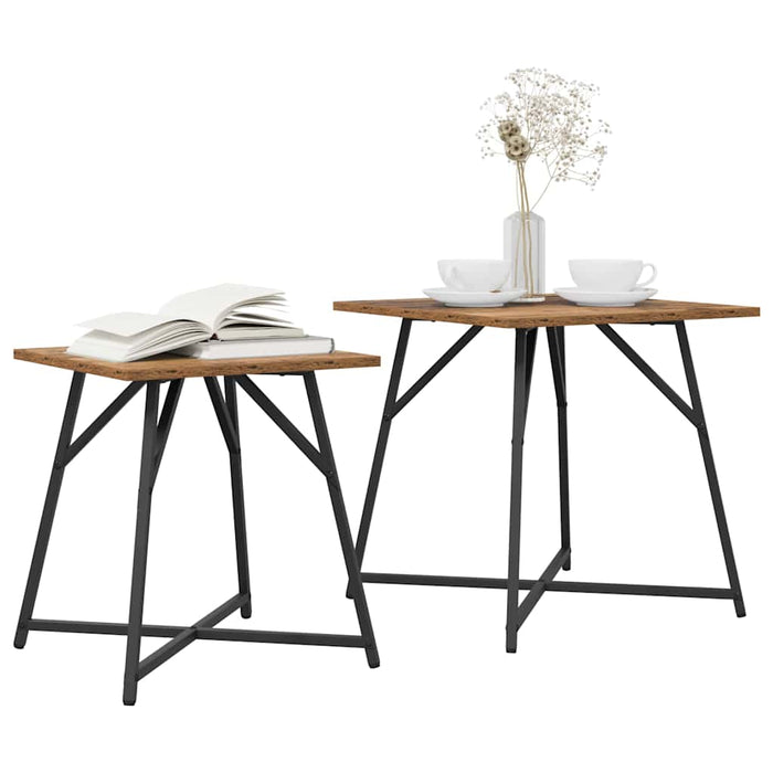 Set măsuțe laterale 2 pcs Lemn vechi și Negru 50 x 50 x 50 cm - WALTI WALTI