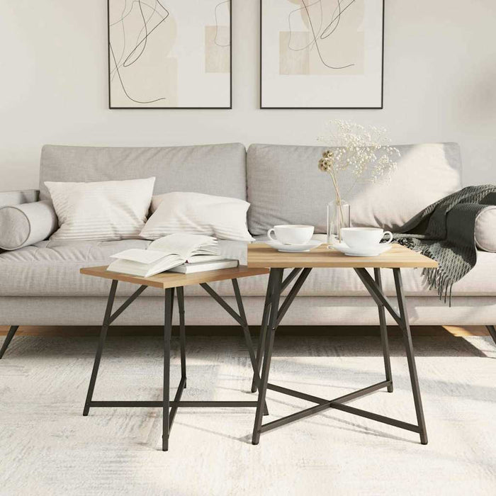 Set măsuțe laterale 2 pcs Stejar Artisan și Negru - WALTI WALTI