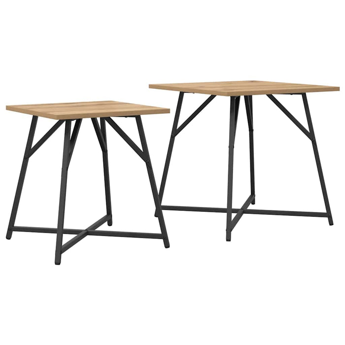 Set măsuțe laterale 2 pcs Stejar Artisan și Negru - WALTI WALTI