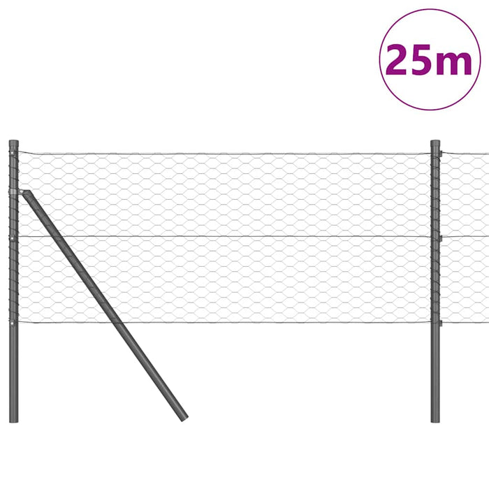 Îngrădire cu stâlpi Gri 0.6 x 25 m otel acoperit cu PVC - WALTI WALTI