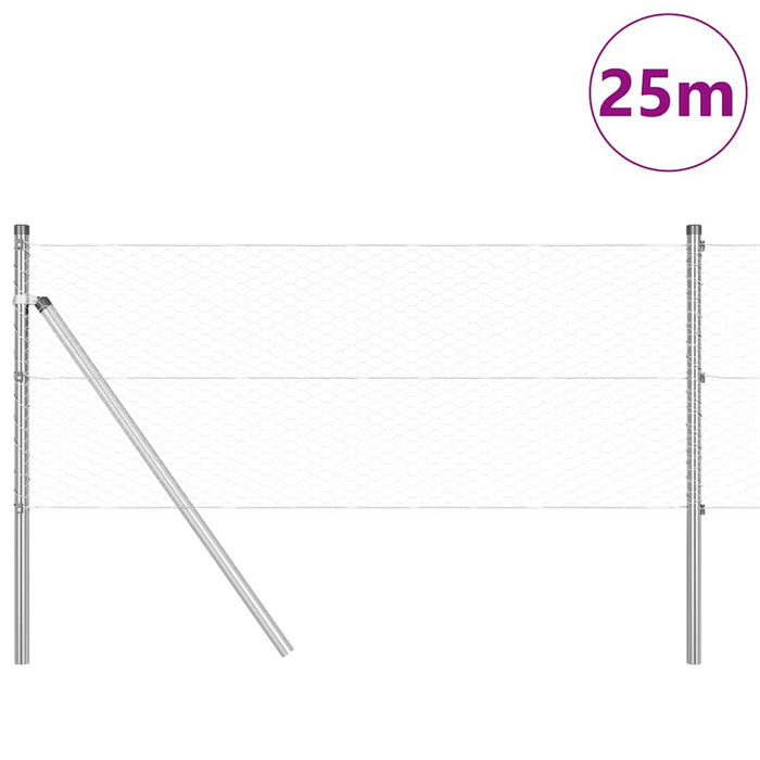 Îngrădire cu stâlpi Argintiu 0.6 x 25 m otel acoperit cu PVC - WALTI WALTI