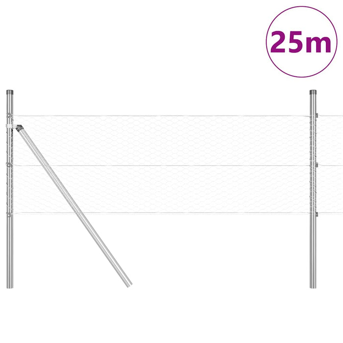 Îngrădire cu stâlpi Argintiu 0.8 x 25 m otel acoperit cu PVC - WALTI WALTI