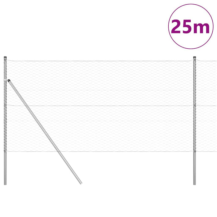 Îngrădire cu stâlpi Argintiu 1 x 25 m otel acoperit cu PVC - WALTI WALTI