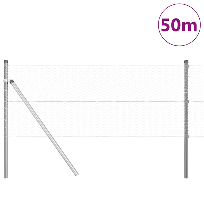 Îngrădire cu stâlpi Argintiu 0.6 x 50 m otel acoperit cu PVC - WALTI WALTI
