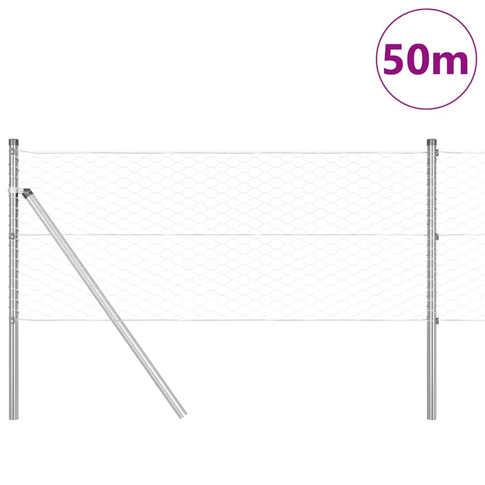 Îngrădire cu stâlpi Argintiu 0.6 x 50 m otel acoperit cu PVC - WALTI WALTI
