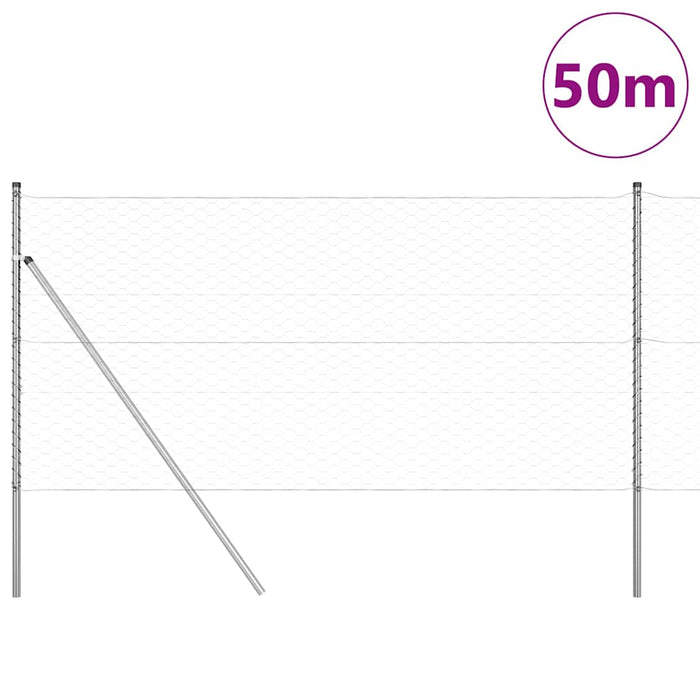 Îngrădire cu stâlpi Argintiu 1 x 50 m otel acoperit cu PVC - WALTI WALTI