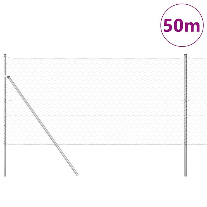 Îngrădire cu stâlpi Argintiu 1.2 x 50 m otel acoperit cu PVC - WALTI WALTI
