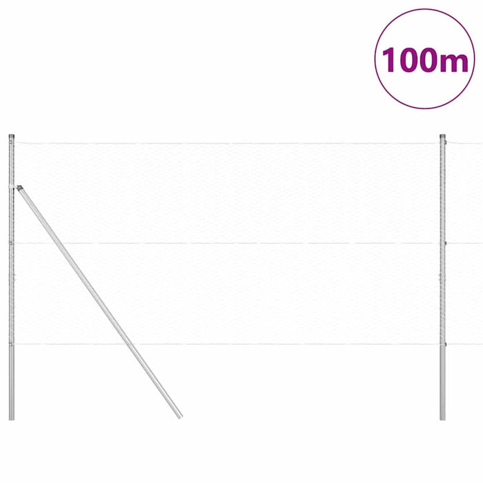 Îngrădire cu stâlpi Argintiu 1 x 100 m otel acoperit cu PVC - WALTI WALTI