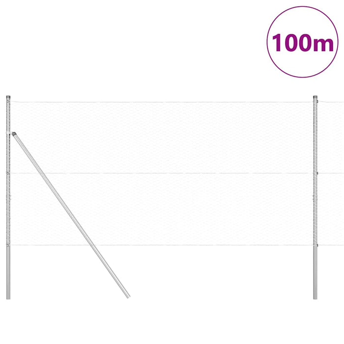 Îngrădire cu stâlpi Argintiu 1.4 x 100 m otel acoperit cu PVC - WALTI WALTI
