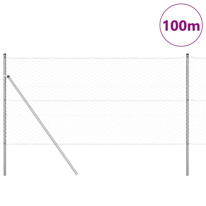 Îngrădire cu stâlpi Argintiu 1.4 x 100 m otel acoperit cu PVC - WALTI WALTI