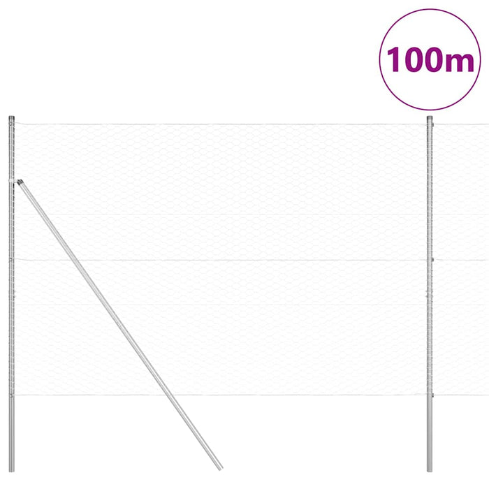 Îngrădire cu stâlpi Argintiu 1.6 x 100 m otel acoperit cu PVC - WALTI WALTI
