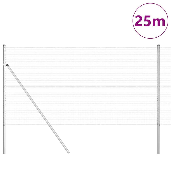 Îngrădire cu stâlpi Argintiu 1 x 25 m Oțel - WALTI WALTI