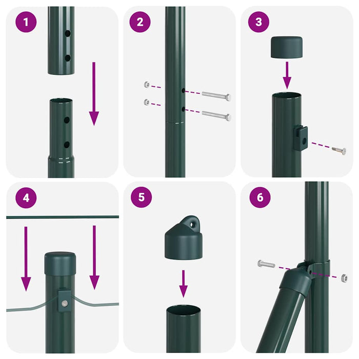 Îngrădire cu stâlpi Verde 1.4 x 25 m Oțel - WALTI WALTI