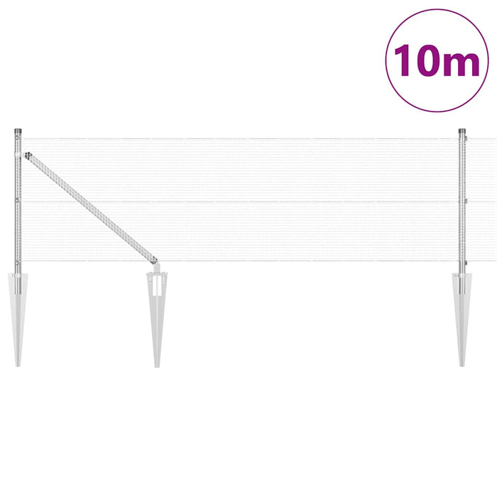 Stâlp de gard. Argintiu 10 x 0,4 m (plasă de 12 x 12 mm) Oțel - WALTI WALTI