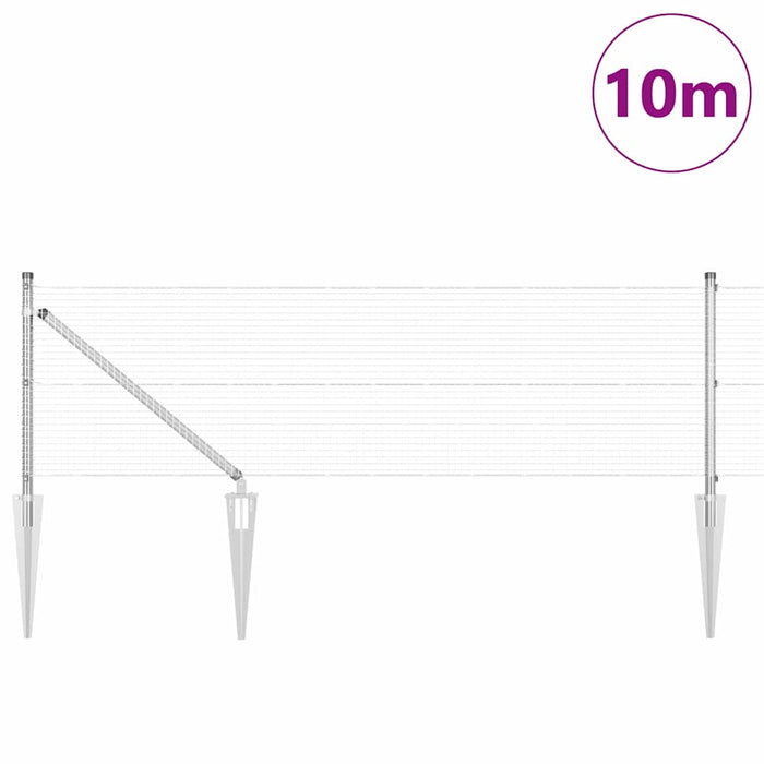 Stâlp de gard. Argintiu 10 x 0,4 m (19 x 19 mm plasă) Oțel - WALTI WALTI
