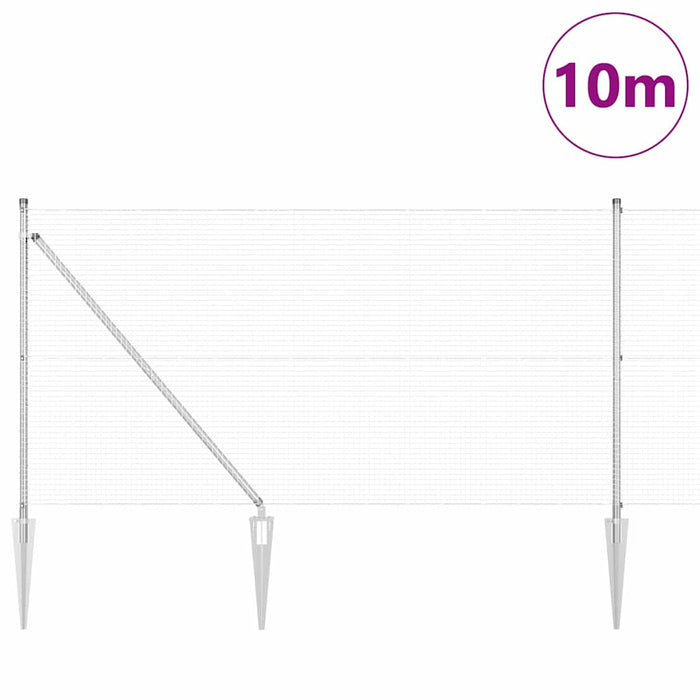 Stâlp de gard. Argintiu 10 x 0,8 m ( plasă de 19 x 19 mm) Oțel - WALTI WALTI