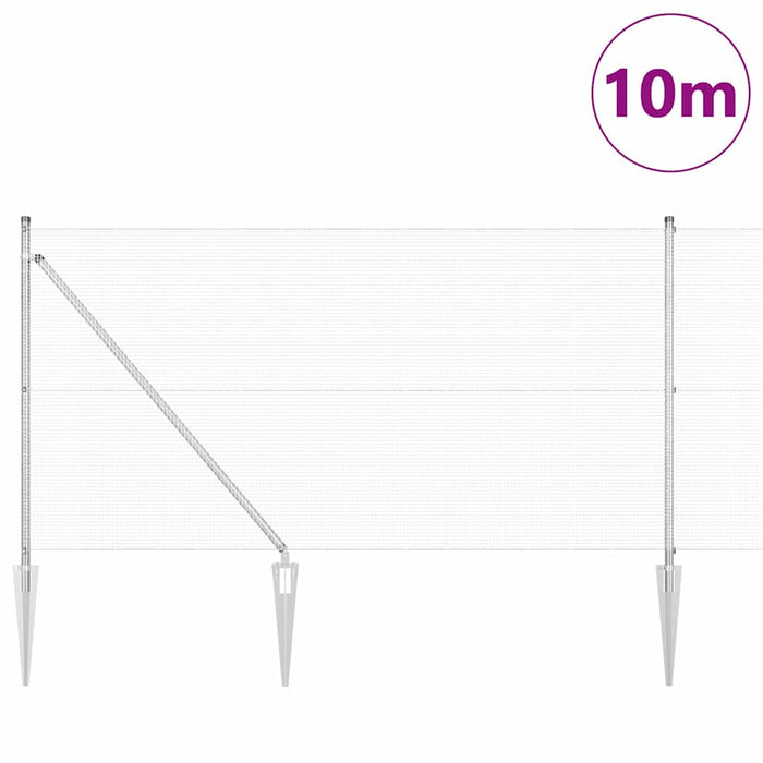 Stâlp de gard. Argintiu 10 x 1 m (plasă 12 x 12 mm) Oțel - WALTI WALTI
