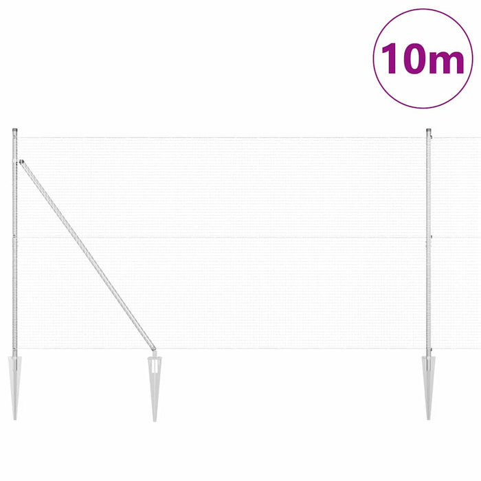 Stâlp de gard. Argintiu 10 x 1,5 m (plasă 19 x 19 mm) Oțel - WALTI WALTI