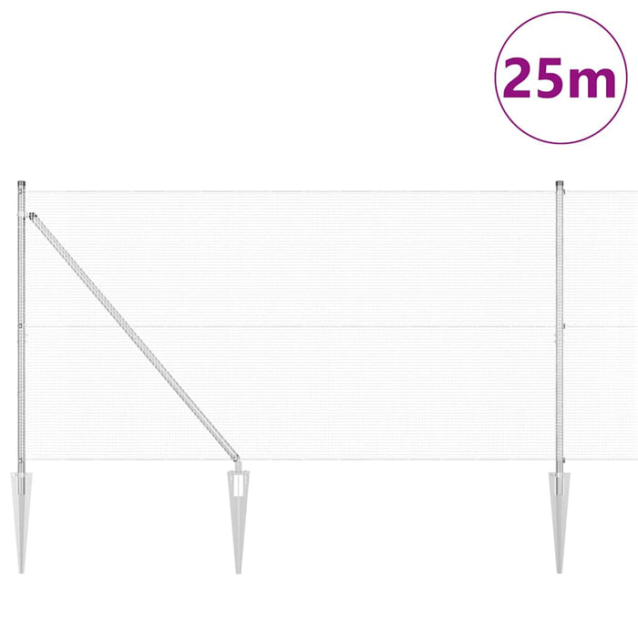 Stâlp de gard. Argintiu 25 x 1,4 m (plasă 12 x 12 mm) Oțel - WALTI WALTI