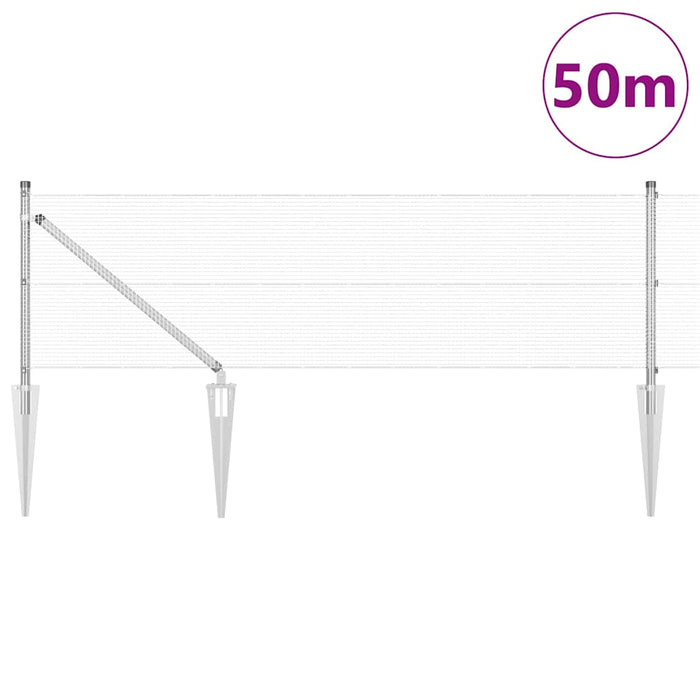 Stâlp de gard. Argintiu 50 x 0,6 m (plasă 12 x 12 mm) Oțel - WALTI WALTI