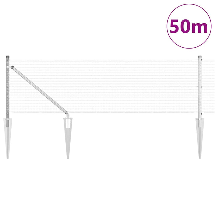 Stâlp de gard. Argintiu 50 x 0,8 m (plasă de 16 x 16 mm) Oțel - WALTI WALTI