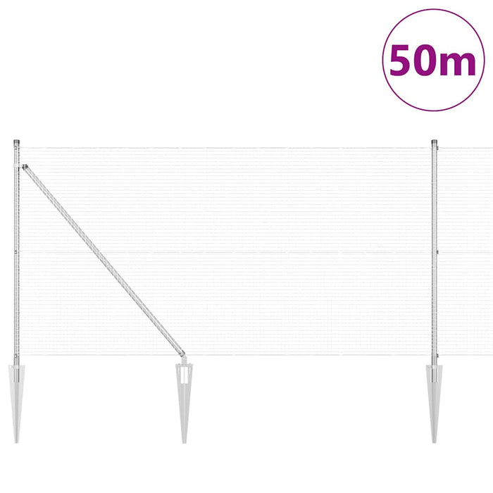 Stâlp de gard. Argintiu 50 x 1 m (plasă 19 x 19 mm) Oțel - WALTI WALTI