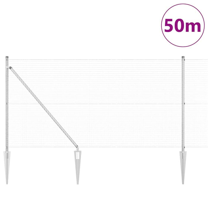 Stâlp de gard. Argintiu 50 x 1 m (plasă 25 x 25 mm) Oțel - WALTI WALTI