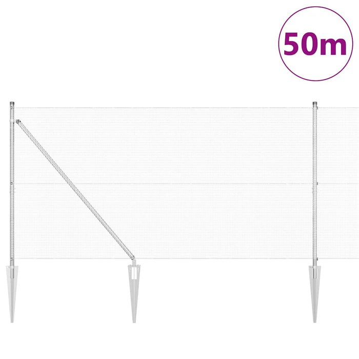 Stâlp de gard. Argintiu 50 x 1,2 m (plasã de 12 x 12 mm) Oțel - WALTI WALTI